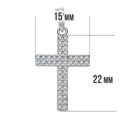 18K Cruz Oro Blanco Circonita 24X15 Mm