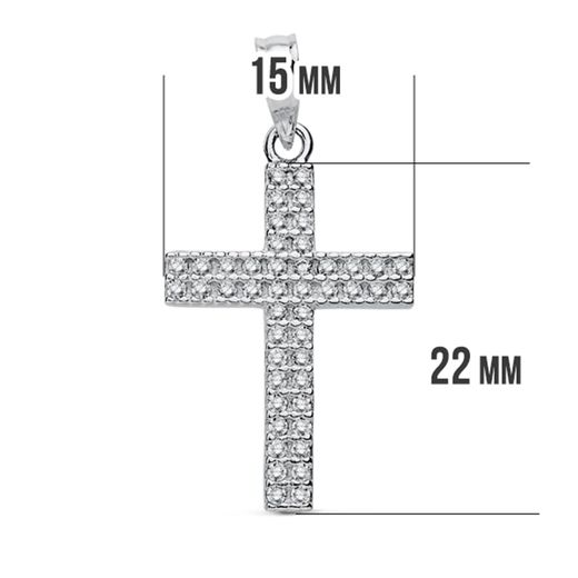 18K Cruz Oro Blanco Circonita 24X15 Mm
