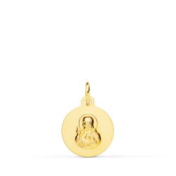 18K Escapulario Oro Amarillo Liso Virgen Del Carmen Corazon De Jesus Liso 12 Mm