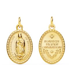 18K Escapulario Oro Amarillo Virgen De Guadalupe 23X15 Mm
