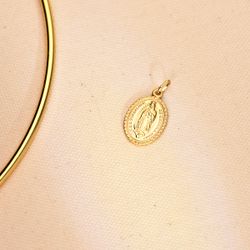 18K Escapulario Oro Amarillo Virgen De Guadalupe 23X15 Mm