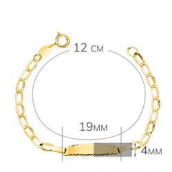 18K Esclava Bebé Oro Amarillo Bilbao Placa Chapa Mate Tallada 19X4 Mm 12Cm
