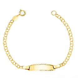 18K Esclava Bebe Oro Amarillo Hungarina Placa Chapa Brillo Tallada 20X5 Mm 13.5 Cm