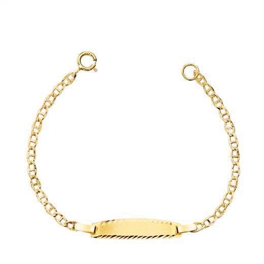 18K Esclava Oro Amarillo Ancla Textura Maciza 2Mm. Placa Chapa: 19X4Mm. Largo 11,5 Cm