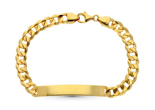 18K Esclava Oro Amarillo Barbada Maciza 21Cm 7 Mm