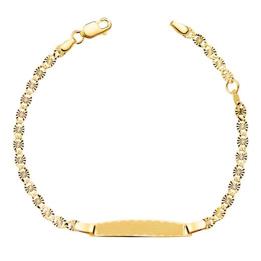 18K Esclava Oro Amarillo Tallado Macizo 2,8Mm. Placa Chapa: 25X4Mm. Largo 14,5 2 Cm