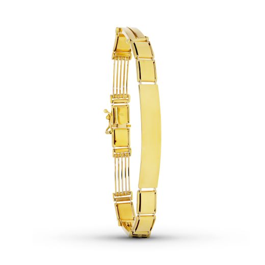 18K Esclava Oro Bicolor Mate Brillo 22Cm