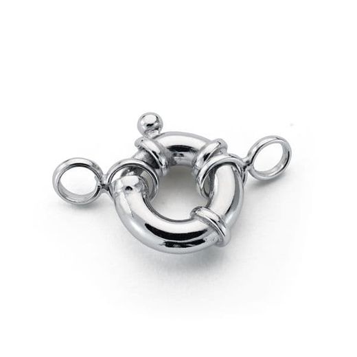 18K Fornitura Cierre De Timon Oro Blanco Hueco 10 Mm