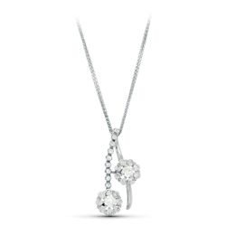 18K Gargantilla 45Cm Oro Blanco Juego De Novia Circonita Motivo 26X14 Mm