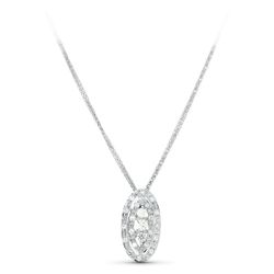 18K Gargantilla 45Cm Oro Blanco Juego Novia Circonita Motivo Oval 19X8 Mm