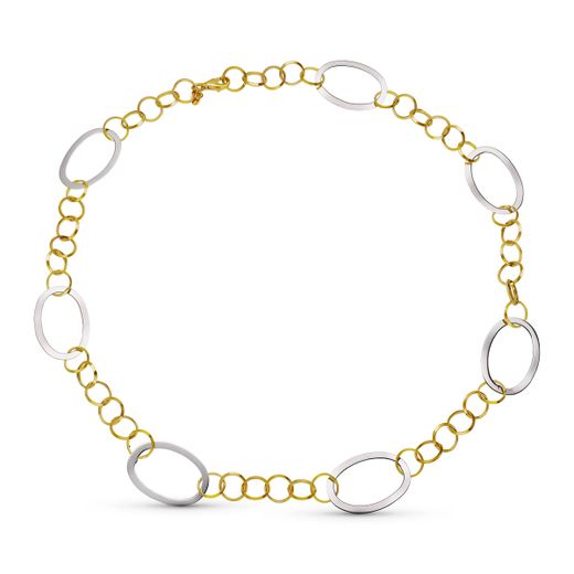18K Gargantilla Collar Oro Bicolor Eslabones Huecos 45Cm