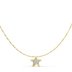 18K Gargantilla Estrella Oro Bicolor 6X6 Mm Cadena 42Cm