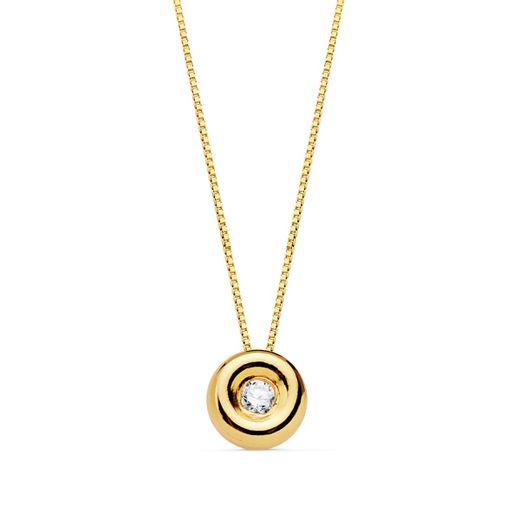 18K Gargantilla Oro Amarillo Chaton 4,85 Mm Diamante 0,015 Qts. G-Vs2 Cadena 42Cm