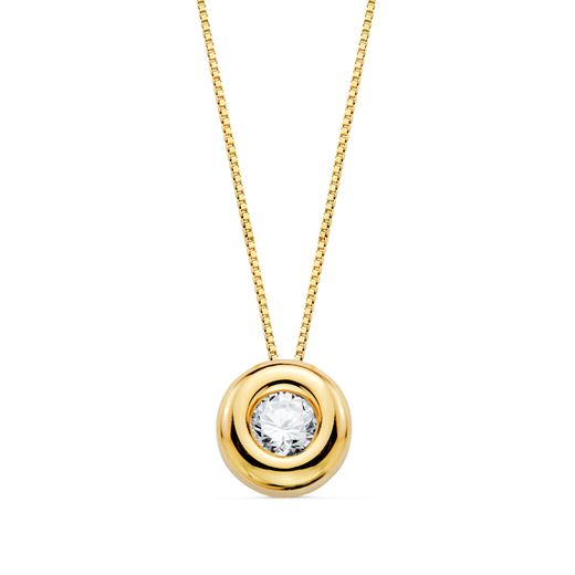18K Gargantilla Oro Amarillo Chaton 4Mm Diamante 0,150 Qts. G-Vs2. Cadena 42Cm
