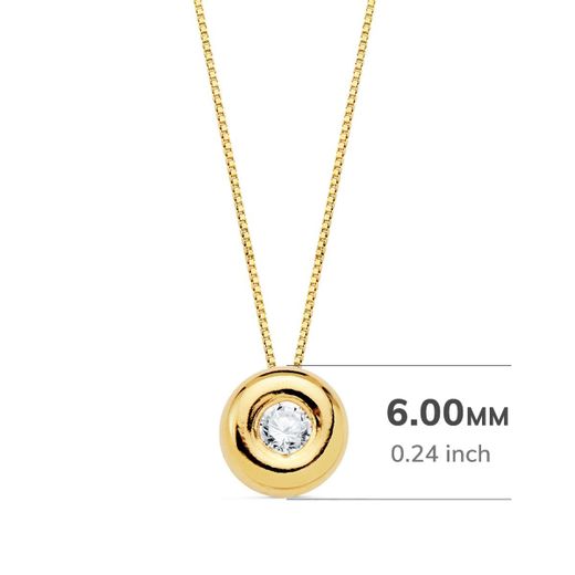 18K Gargantilla Oro Amarillo Chaton 6 Mm Diamante 0,050 Qts. G-Vs2. Cadena 42Cm