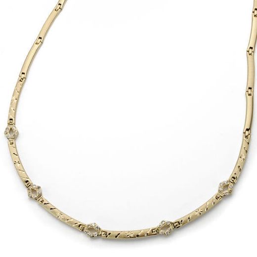 18K Gargantilla Oro Amarillo Circonita 45Cm Ancho 6 Mm