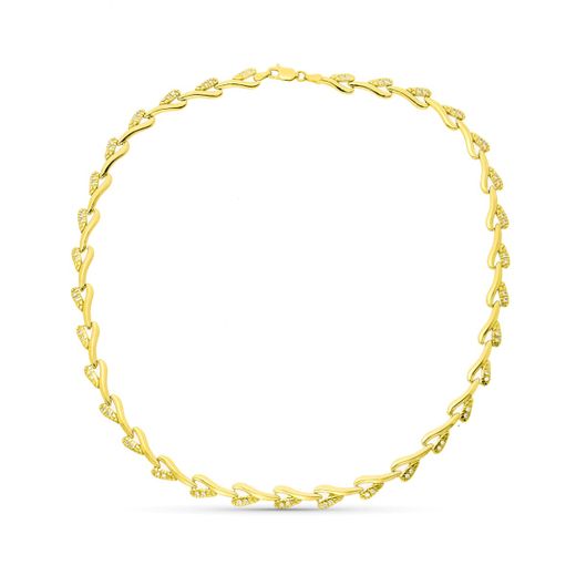 18K Gargantilla Oro Amarillo Con Circonitas