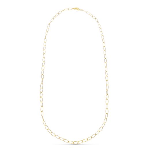 18K Gargantilla Oro Amarillo Eslabon Diamantado 80Cm