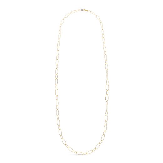 18K Gargantilla Oro Amarillo Eslabon Diamantado 80Cm
