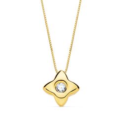 18K Gargantilla Oro Amarillo Estrella 6X6Mm Diamante 0,050 Qt. G-Vs2. Cadena 42Cm