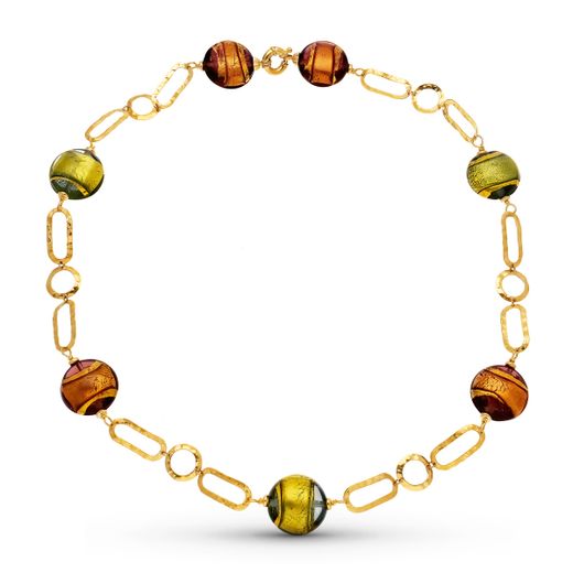 18K Gargantilla Oro Amarillo Gargantilla Bolas Murano 19 Mm 50Cm