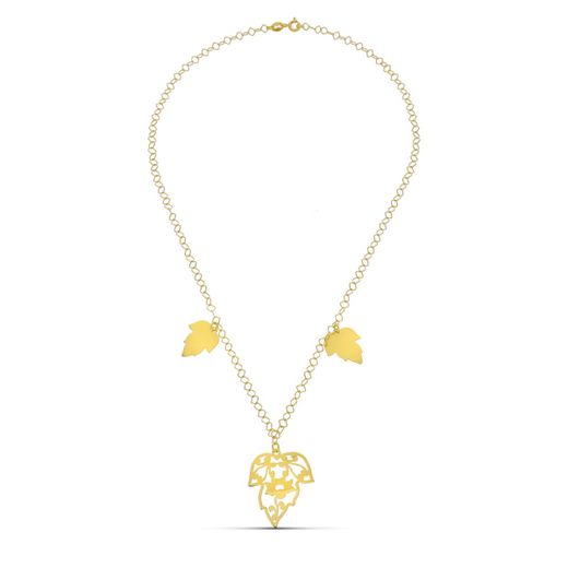 18K Gargantilla Oro Amarillo Hojas