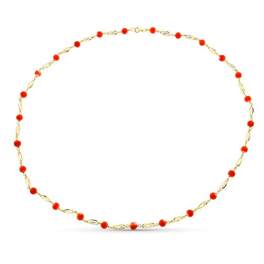 18K Gargantilla Oro Amarillo Jaula Coral Fino Japones 5.5 Mm 60Cm
