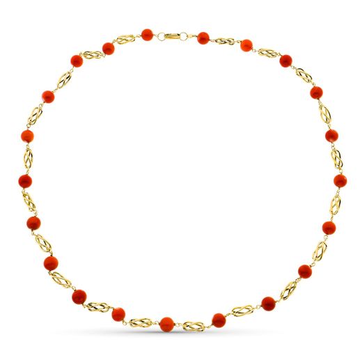 18K Gargantilla Oro Amarillo Jaula Coral Fino Japones 7.5 Mm 60Cm