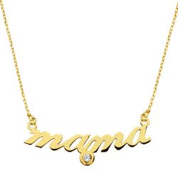 18K Gargantilla Oro Amarillo Mama Circonita Cadena 45Cm
