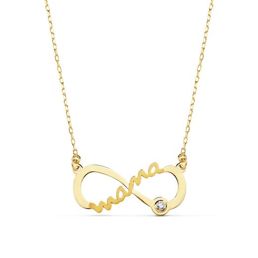18K Gargantilla Oro Amarillo Mama Infinito Circonita
