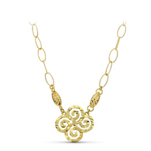 18K Gargantilla Oro Amarillo Motivo Trisquel Y Eslabones