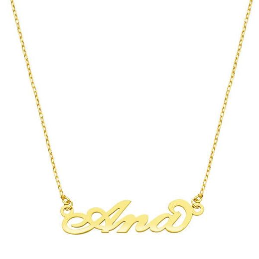 18K Gargantilla Oro Amarillo Nombre Personalizado 3 Letras. Cadena 45Cm