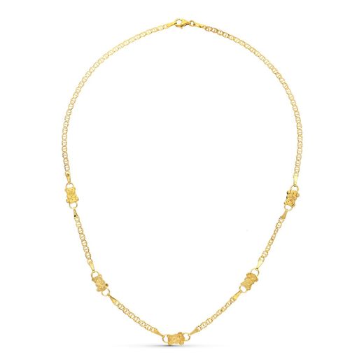 18K Gargantilla Oro Amarillo Osos 6 Mm Largo 45Cm