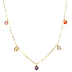 18K Gargantilla Oro Amarillo Piedras 5 Mm Cadena Forzada 45Cm