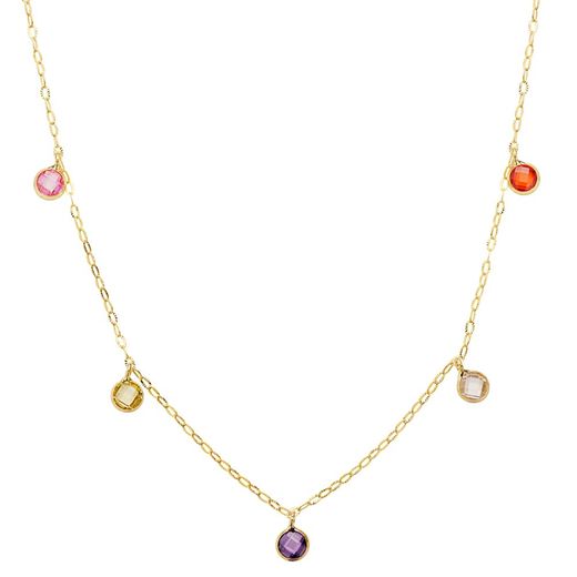 18K Gargantilla Oro Amarillo Piedras 5 Mm Cadena Forzada 45Cm