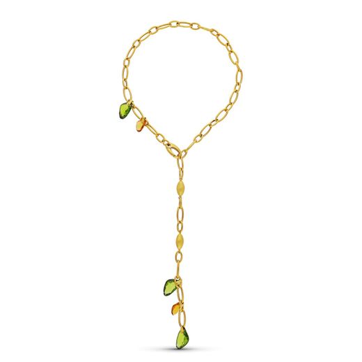 18K Gargantilla Oro Amarillo Piedras Color