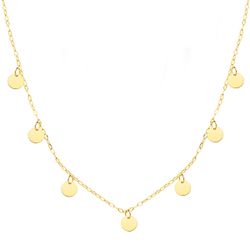 18K Gargantilla Oro Amarillo Placa Chapas Redondas 5 Mm Cadena Forzada 45Cm