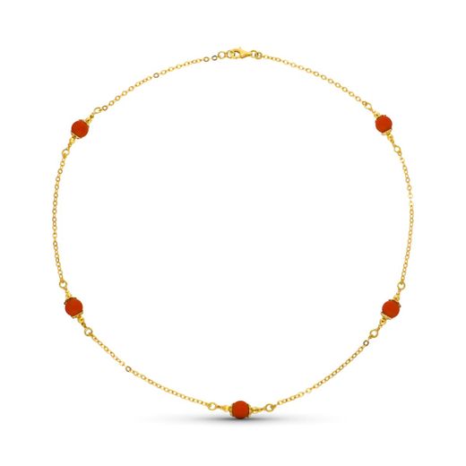 18K Gargantilla Oro Amarillo Y Coralina 7 Mm Longitud 50Cm