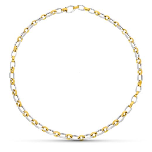 18K Gargantilla Oro Bicolor Eslabones Ovales