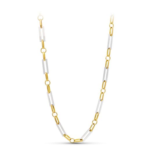 18K Gargantilla Oro Bicolor Eslabones Rectangulares 50Cm