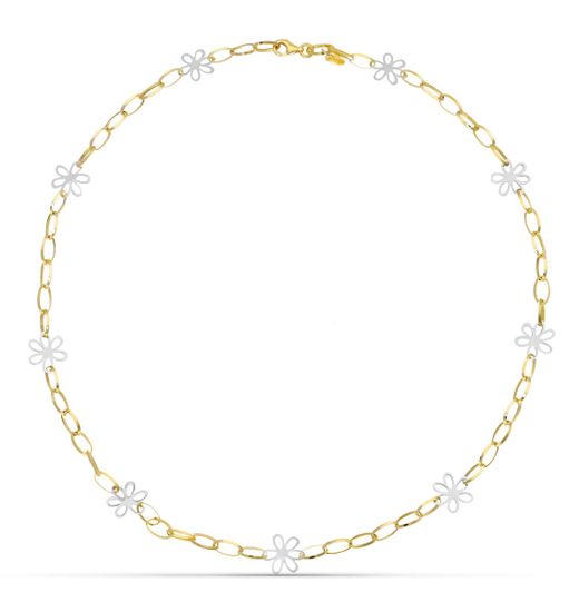 18K Gargantilla Oro Bicolor Flores