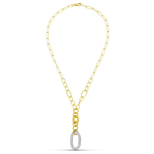 18K Gargantilla Oro Bicolor Motivos Y Circonitas