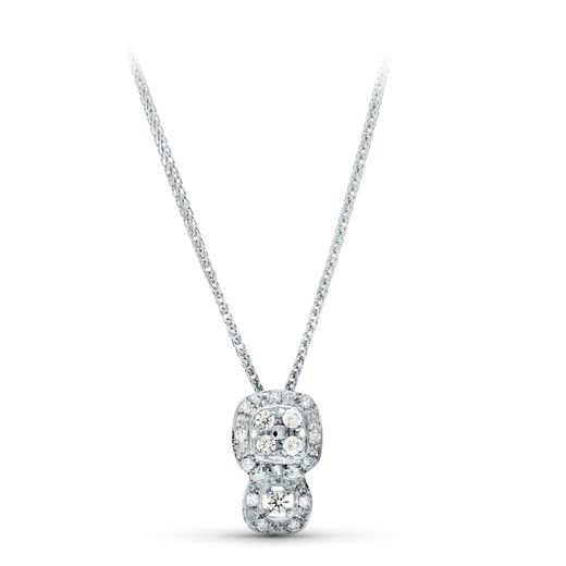 18K Gargantilla Oro Blanco 42Cm Juego Novia Circonita Motivo 15X9 Mm Circonita