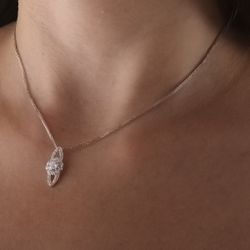 18K Gargantilla Oro Blanco 45Cm Juego Novia 20X9 Mm Cierre Mosqueton
