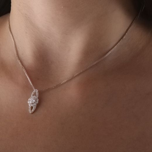 18K Gargantilla Oro Blanco 45Cm Juego Novia 20X9 Mm Cierre Mosqueton