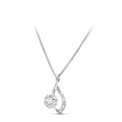 18K Gargantilla Oro Blanco 45Cm Juego Novia Cuajo 22X12 Mm