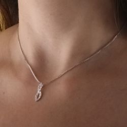 18K Gargantilla Oro Blanco 45Cm Juego Novia Motivo 20X9 Mm Circonitas