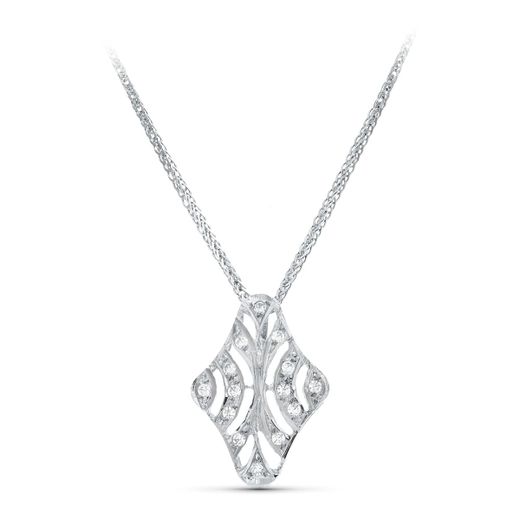 18K Gargantilla Oro Blanco 45Cm Juego Novia Motivo Circonita 20X15 Mm