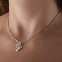 18K Gargantilla Oro Blanco 45Cm Juego Novia Motivo Circonita 20X15 Mm