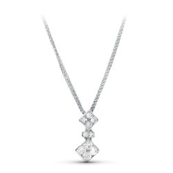 18K Gargantilla Oro Blanco 45Cm Juego Novia Motivo Rombo 16X7 Mm